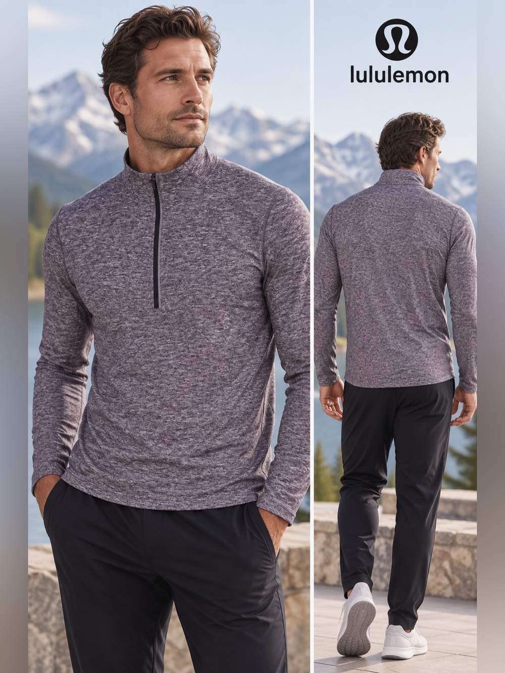 lululemon athletica Men’s Heathered Black Cherry Quarter-Zip Pullover